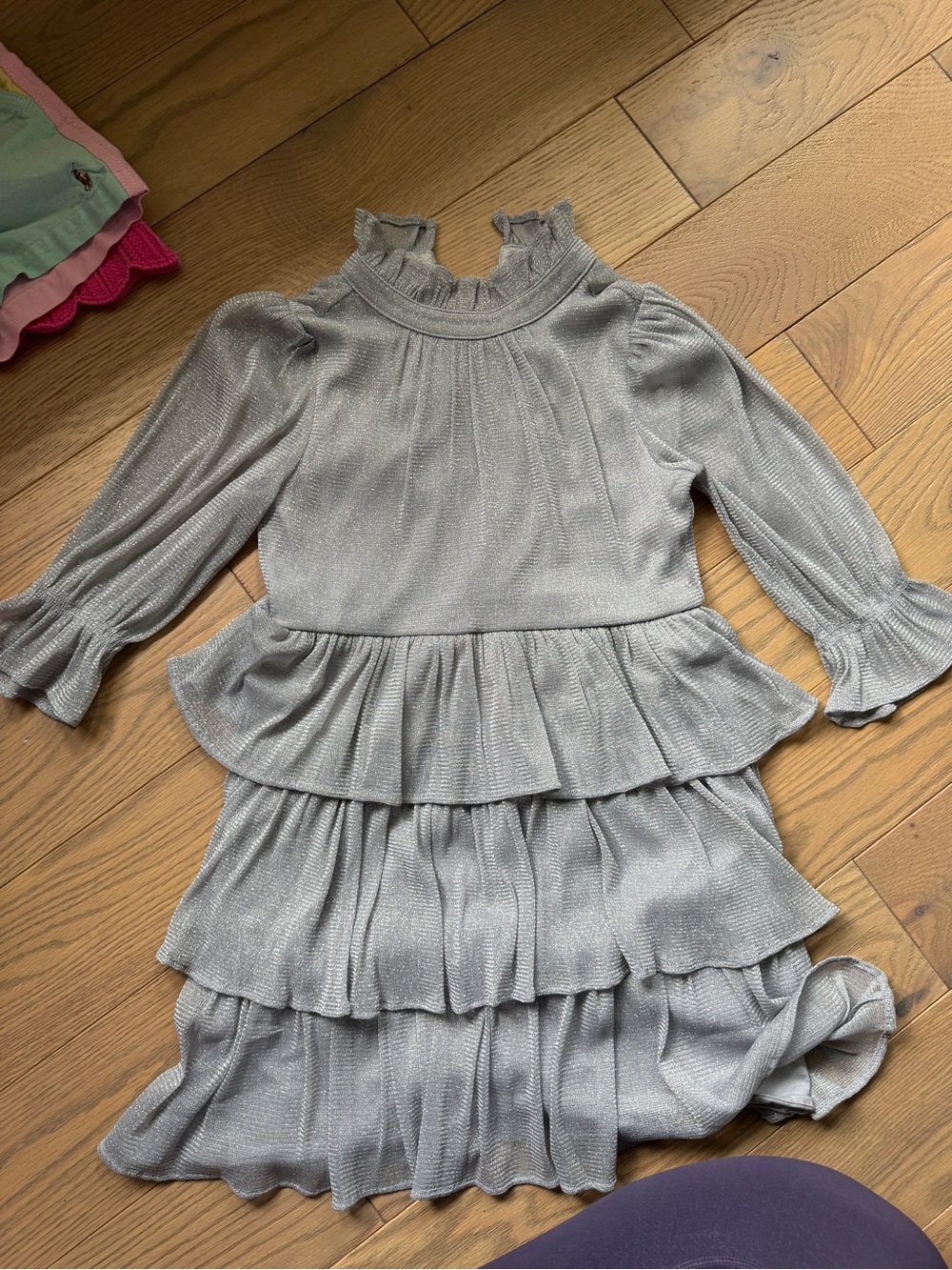 Janie and Jack Shimmery Silver Tiered Ruffle Dress